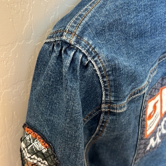 OOAK Miss Etam Reworked vintage denim jacket, y2k, sz L/XL, stretchy - Picture 7 of 15